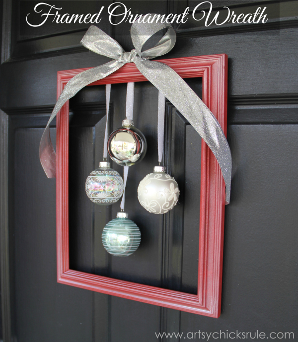 Easy DIY Framed Ornament Wreath tutorial Welcome Home Tour wreath diy ornamentwreath artsychicksrule.com  600x687 1 - Incredible Tips On How To Decorate For Christmas On A Budget