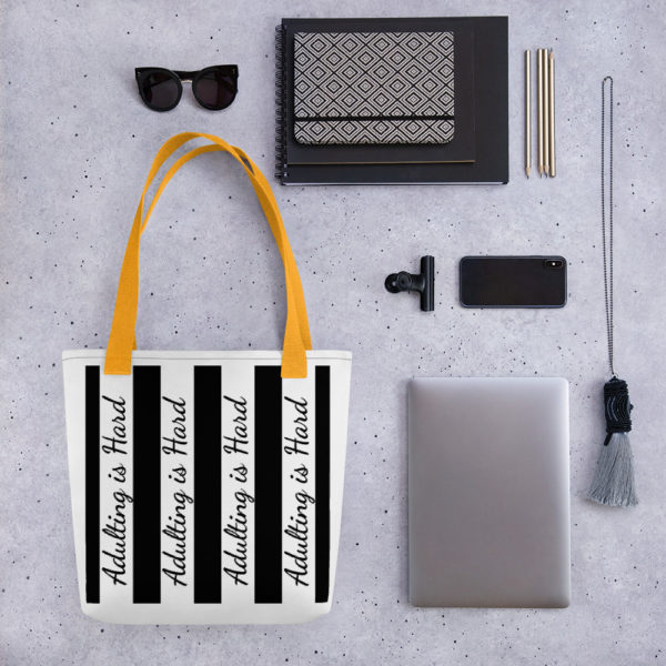 Adulting is Hard Striped Tote bag
